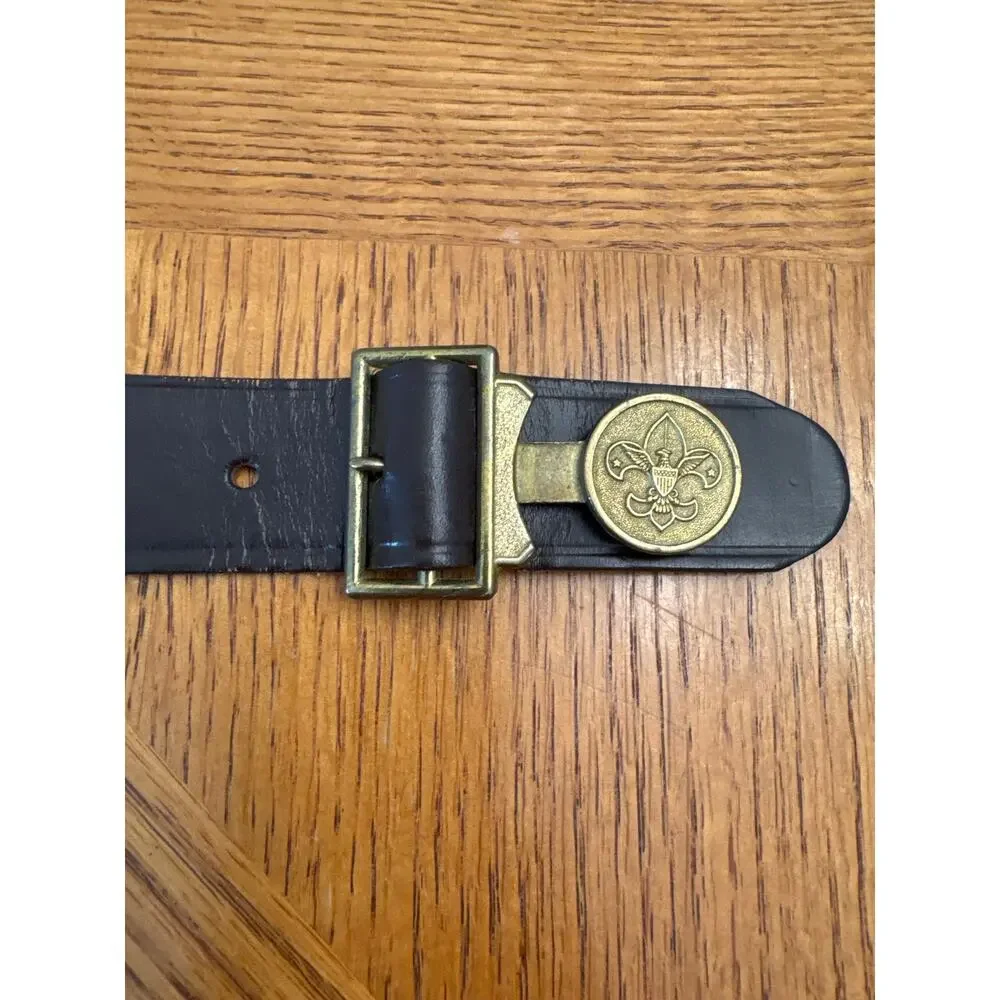1960s Vintage Boy Scouts of America Leather Belt Brass Be Prepared Buckle 36
